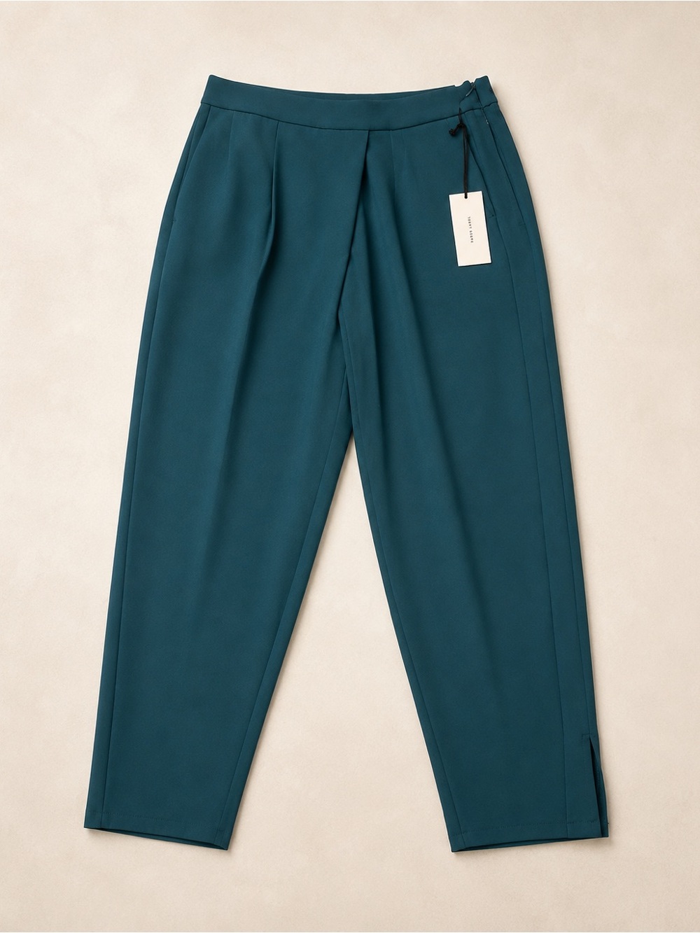 High-Rise Pleated Trousers in Deep Teal